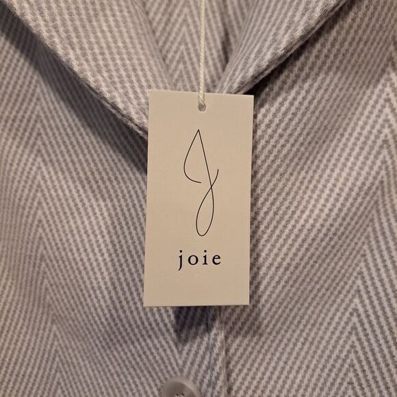 Joie Wool Blend Pea Coat Chevron Light Blue Collar 3 Buttons Outerwear sz XL - Picture 6 of 14